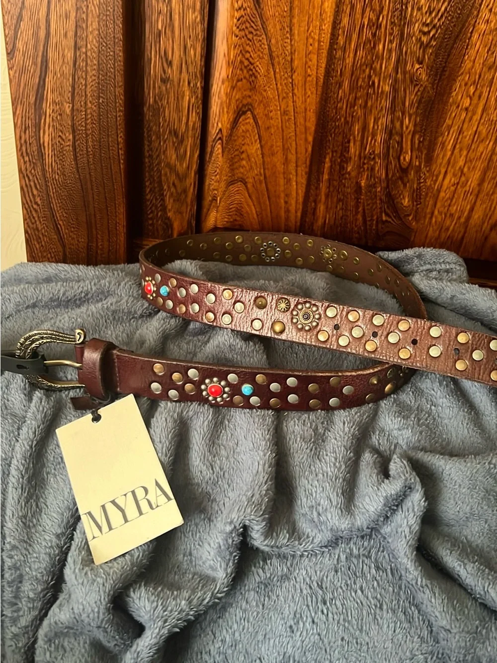 Myra Constellation Exclusive Hand Tooled Genuine Leather Belt, women small, new